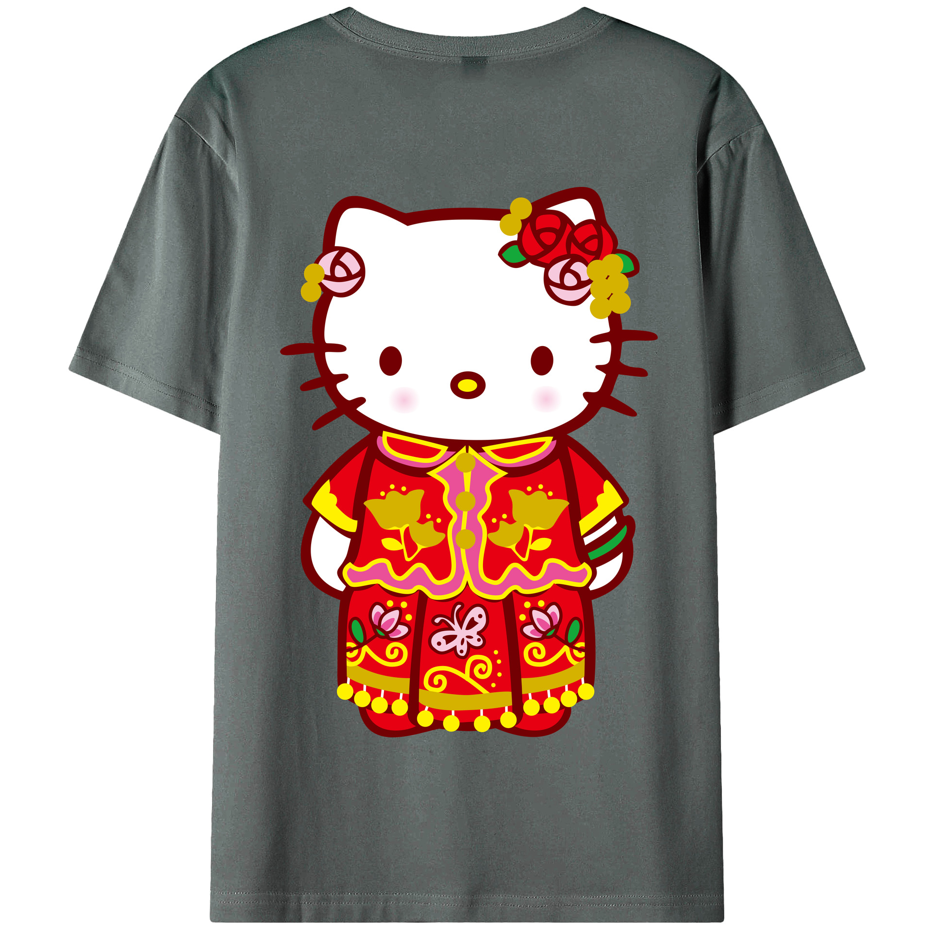（画像用） Hello Kitty ハローキティ 綿100％半袖Tシャツ（背面プリント）